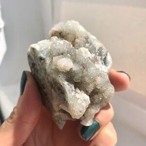 Apophyllite on Bubbly Chalcedony Druzy Crystal Specimen